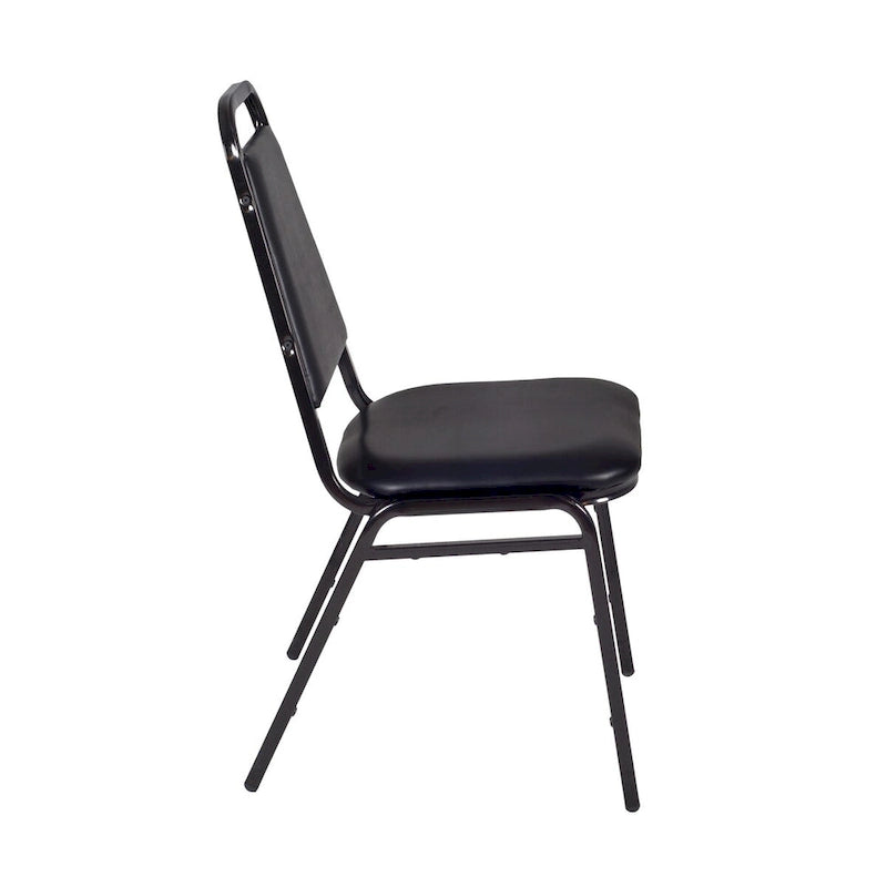 Table de salle de pause carrée Kahlo 48 po - Érable/Noir et 4 chaises empilables de restaurant - Noir