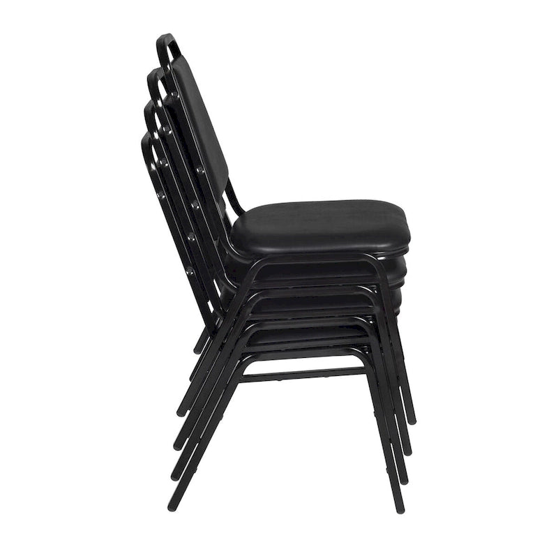 Table de salle de pause carrée Kahlo 48 po - Érable/Noir et 4 chaises empilables de restaurant - Noir