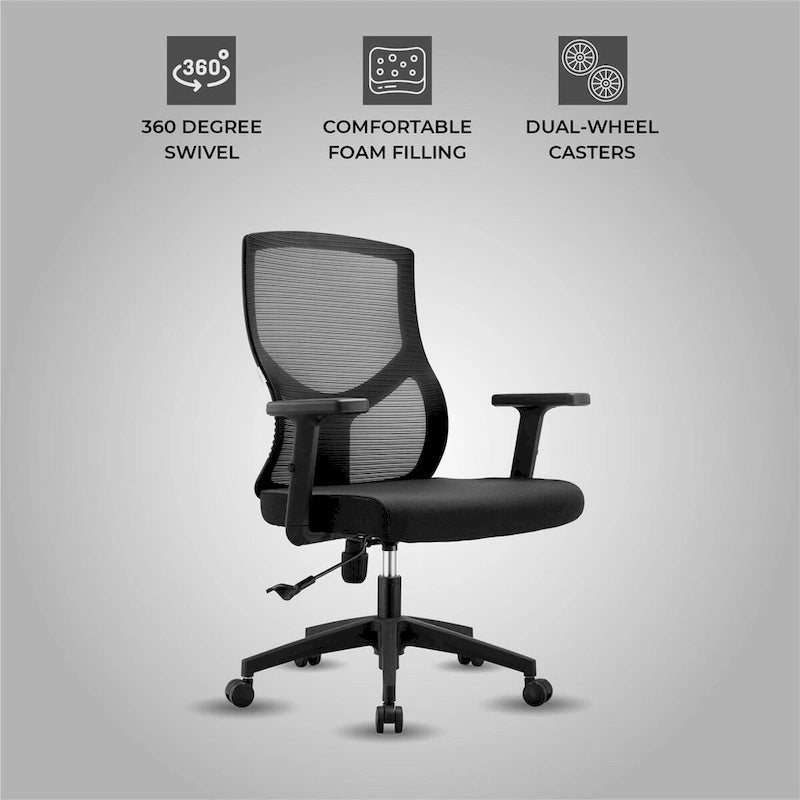 Chaise de bureau mi-dossier Glen avec hauteur, pivot et inclinaison réglables par LeisureMod