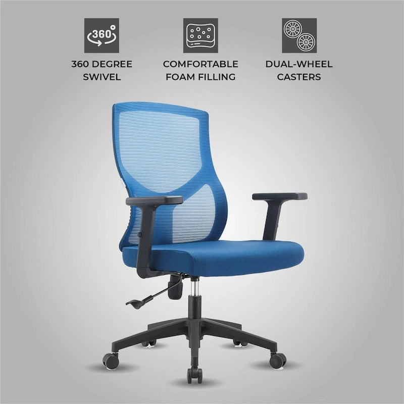 Chaise de bureau mi-dossier Glen avec hauteur, pivot et inclinaison réglables par LeisureMod