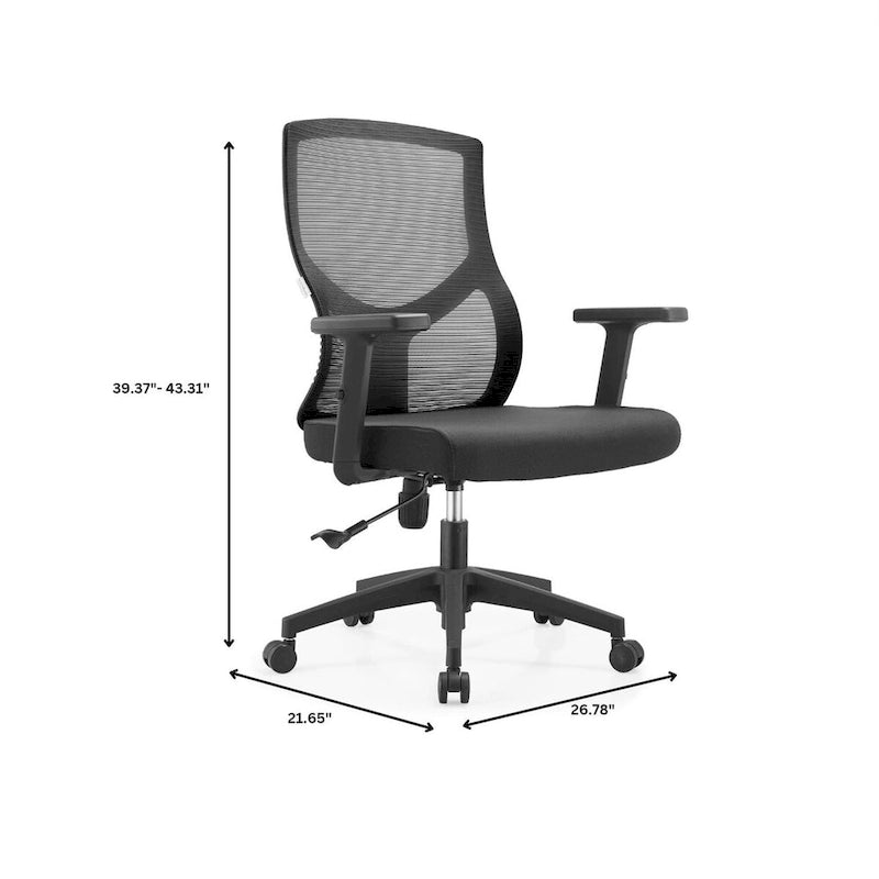 Chaise de bureau mi-dossier Glen avec hauteur, pivot et inclinaison réglables par LeisureMod