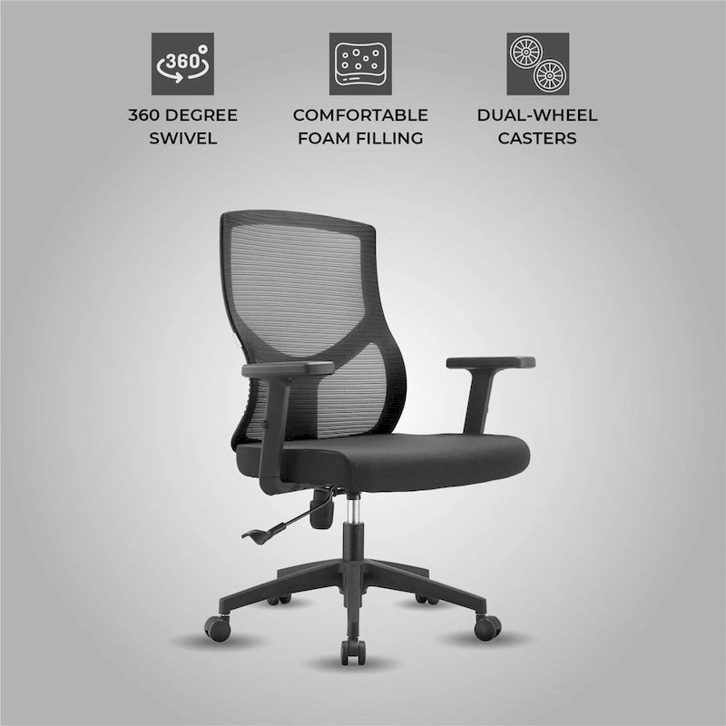 Chaise de bureau mi-dossier Glen avec hauteur, pivot et inclinaison réglables par LeisureMod