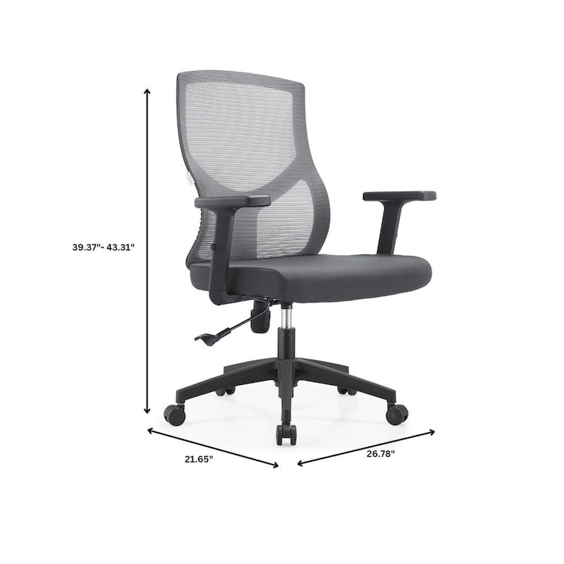 Chaise de bureau mi-dossier Glen avec hauteur, pivot et inclinaison réglables par LeisureMod