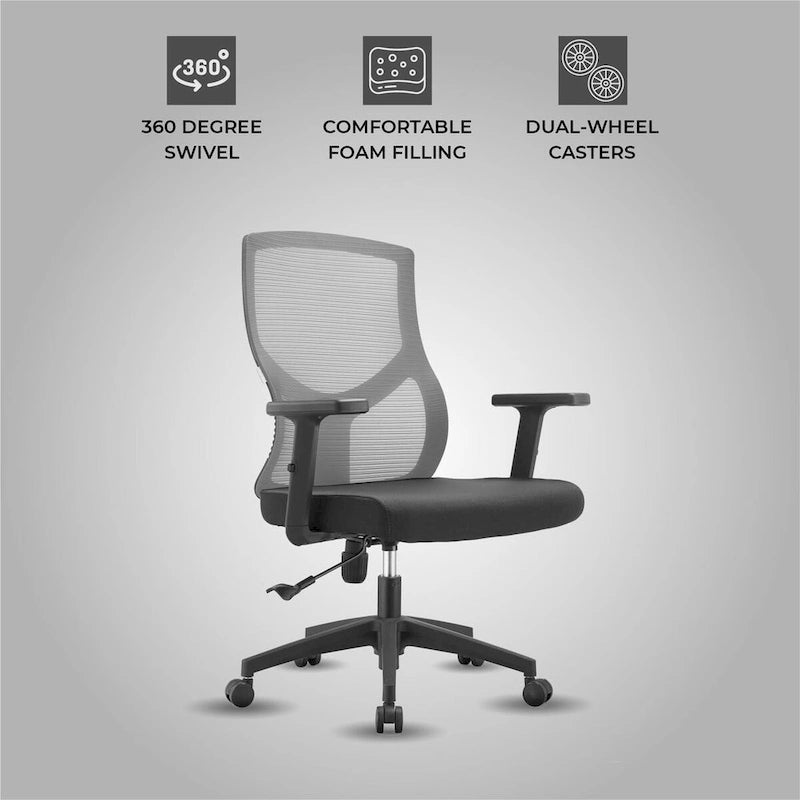 Chaise de bureau mi-dossier Glen avec hauteur, pivot et inclinaison réglables par LeisureMod