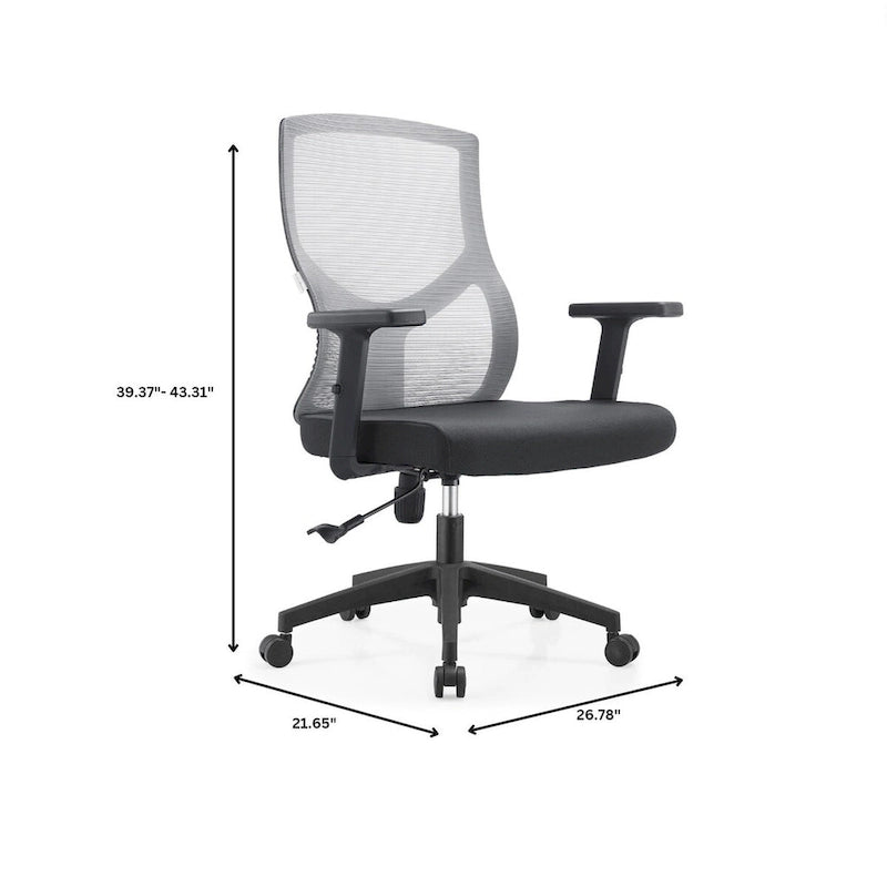 Chaise de bureau mi-dossier Glen avec hauteur, pivot et inclinaison réglables par LeisureMod