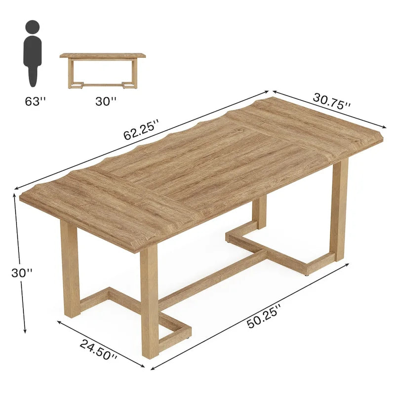 Bureau informatique de 160 cm, Table d'écriture rectangulaire avec pieds en bois massif et plateau épaissi