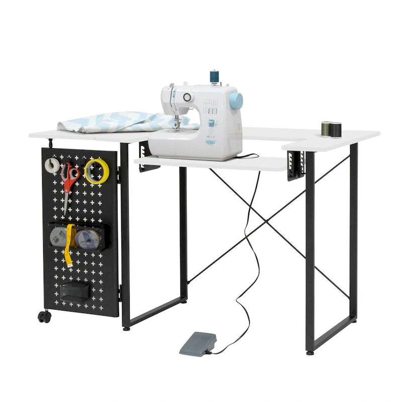 Table de couture pivotante Sew Ready avec panneau de rangement et plateforme réglable