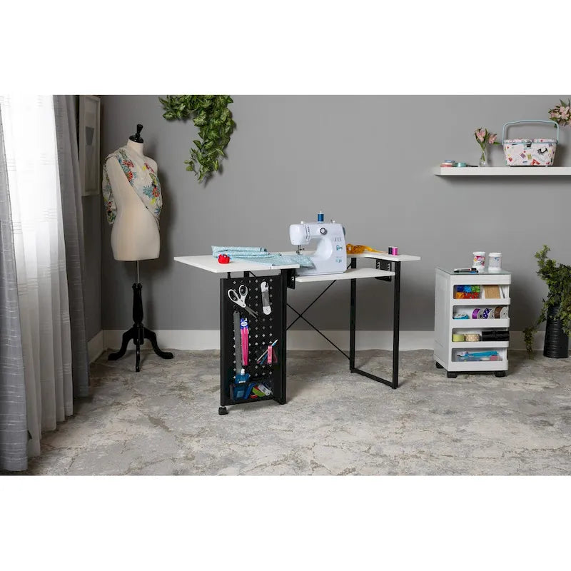 Table de couture pivotante Sew Ready avec panneau de rangement et plateforme réglable