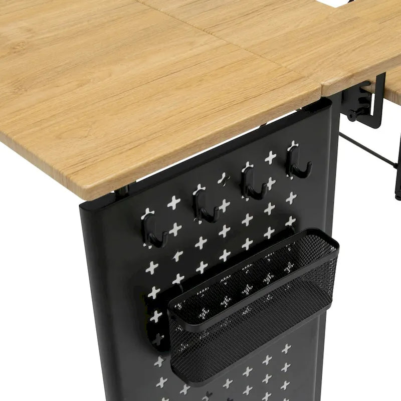 Table de couture pivotante Sew Ready avec panneau de rangement et plateforme réglable