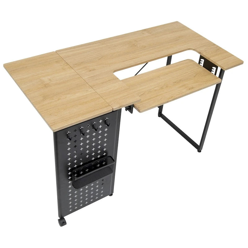 Table de couture pivotante Sew Ready avec panneau de rangement et plateforme réglable