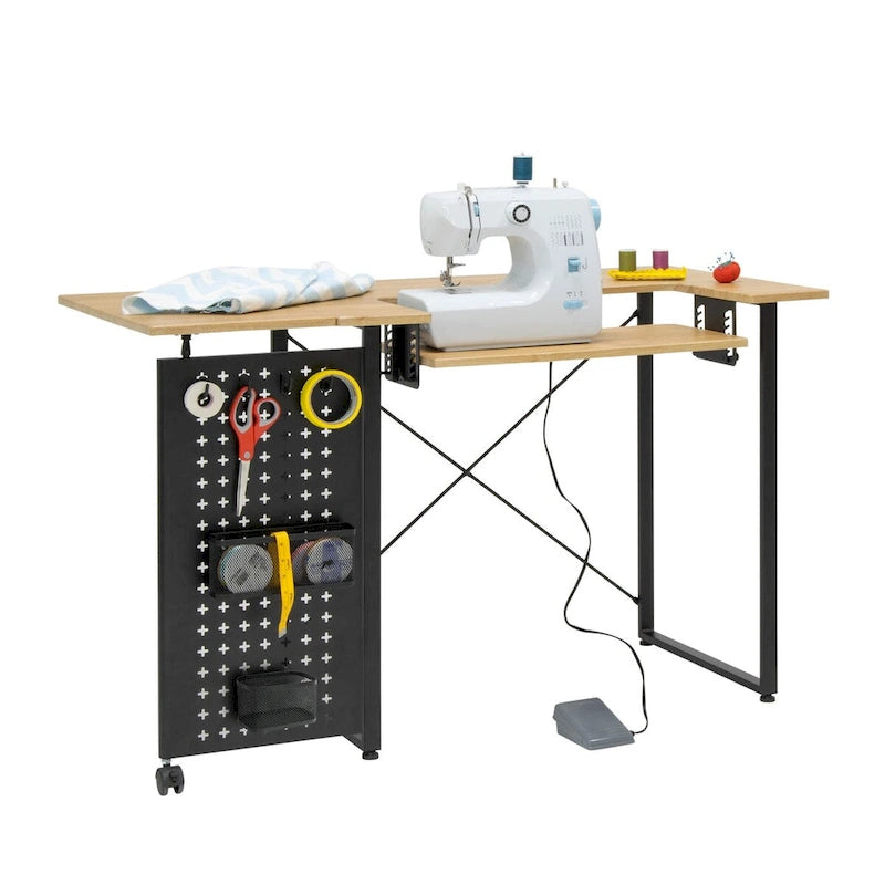 Table de couture pivotante Sew Ready avec panneau de rangement et plateforme réglable