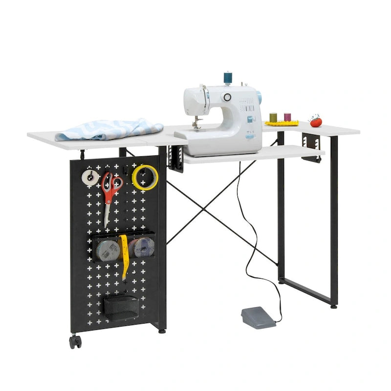 Table de couture pivotante Sew Ready avec panneau de rangement et plateforme réglable