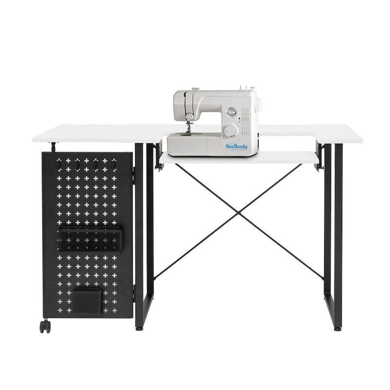 Table de couture pivotante Sew Ready avec panneau de rangement et plateforme réglable