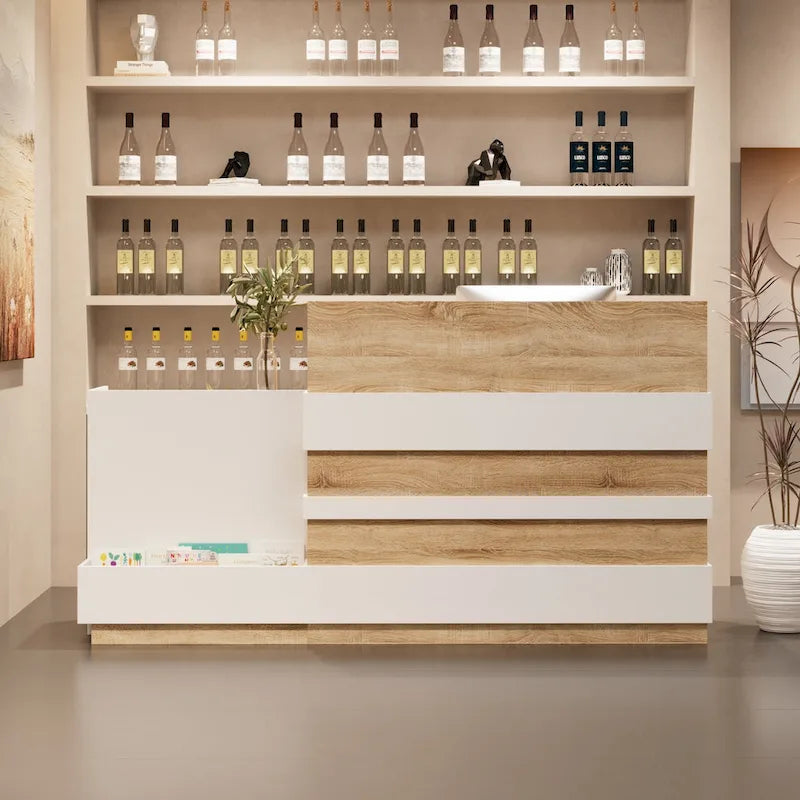 Comptoir de réception de salon avec tablette coulissante pour clavier Grand bureau de travail