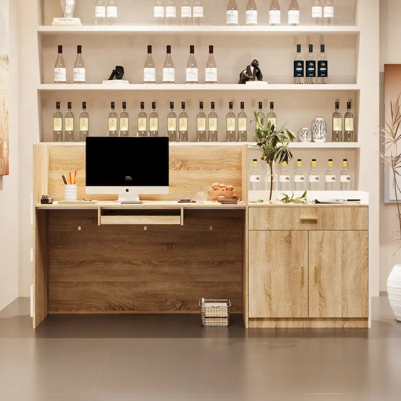 Comptoir de réception de salon avec tablette coulissante pour clavier Grand bureau de travail