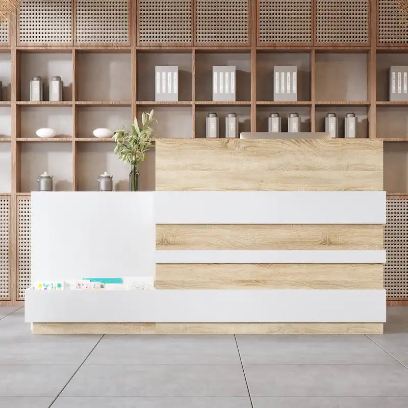 Comptoir de réception de salon avec tablette coulissante pour clavier Grand bureau de travail