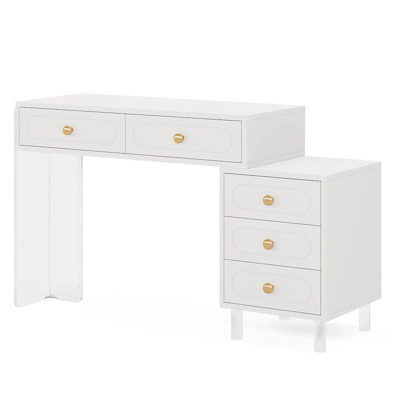 Bureau d'ordinateur moderne à 5 tiroirs avec base en acrylique