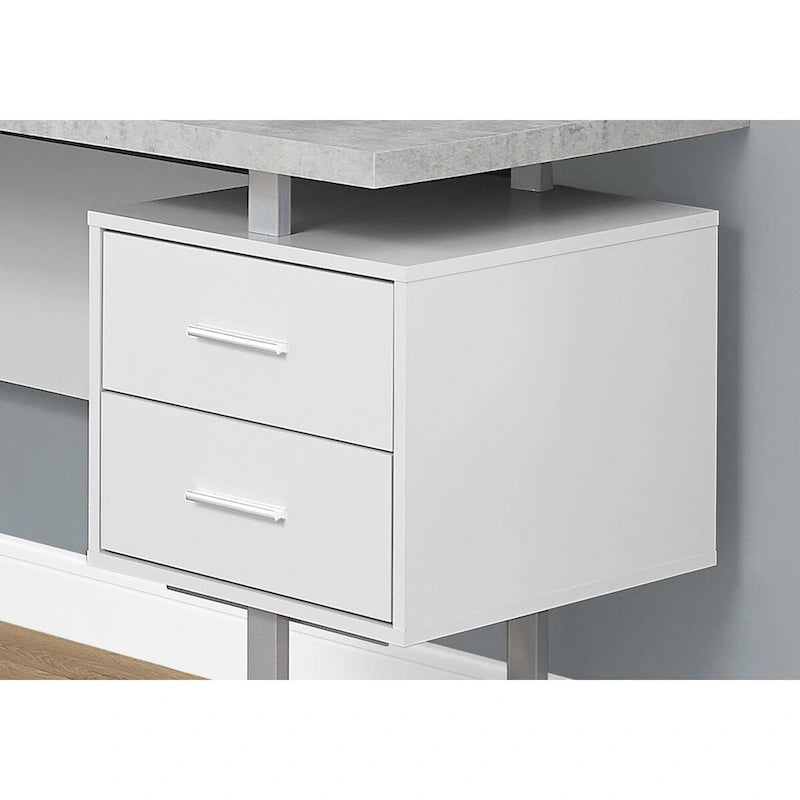 Bureau d'ordinateur d'angle 71 gris avec trois tiroirs