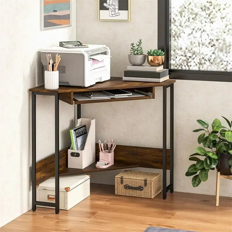 Bureau d'angle avec prises électriques