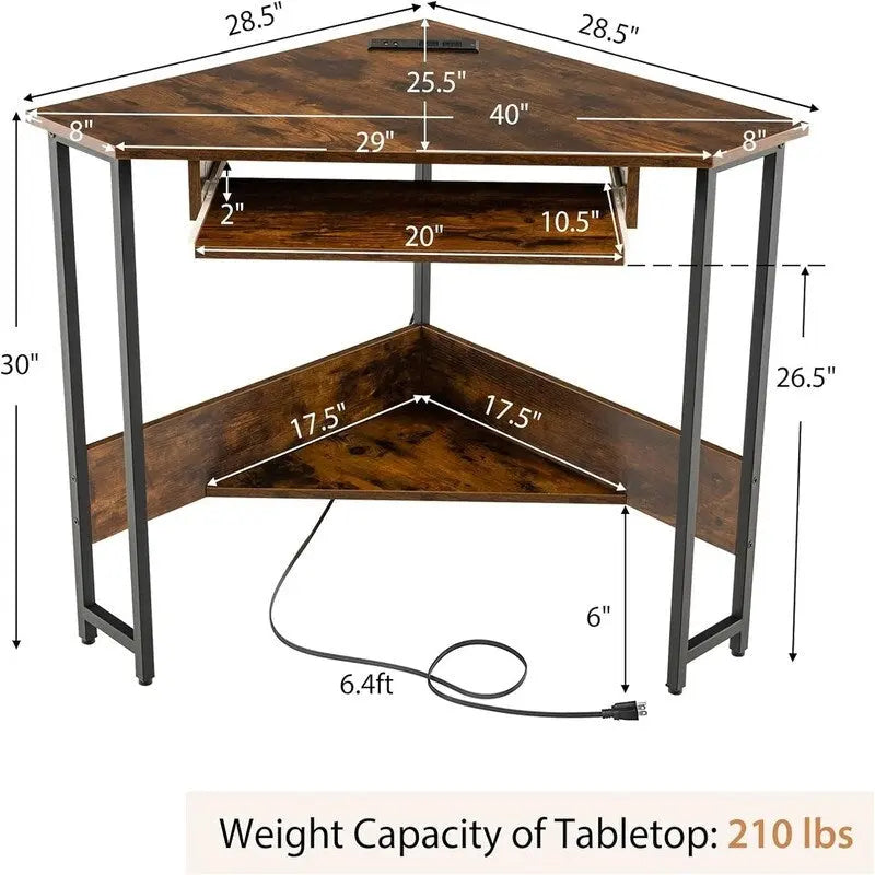 Bureau d'angle avec prises électriques
