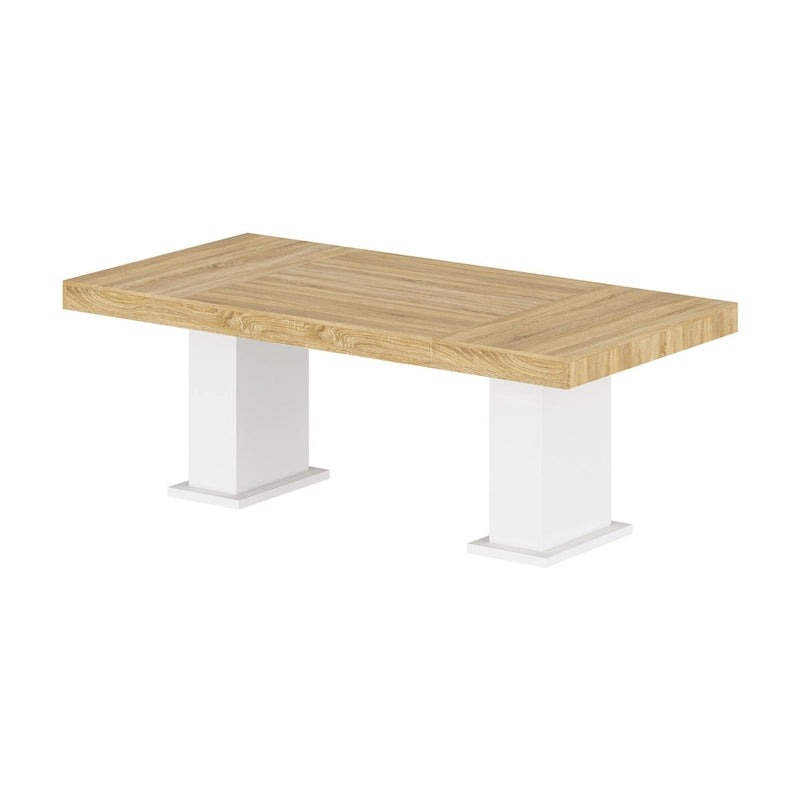 Table de conférence en bois avec base blanche Table de réunion Bureau d'ordinateur