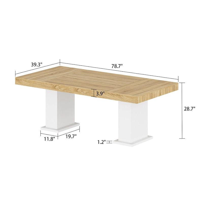 Table de conférence en bois avec base blanche Table de réunion Bureau d'ordinateur