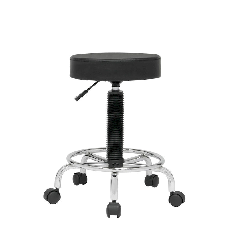 Tabouret rembourré, roulant et réglable en hauteur Calico Designs avec repose-pieds