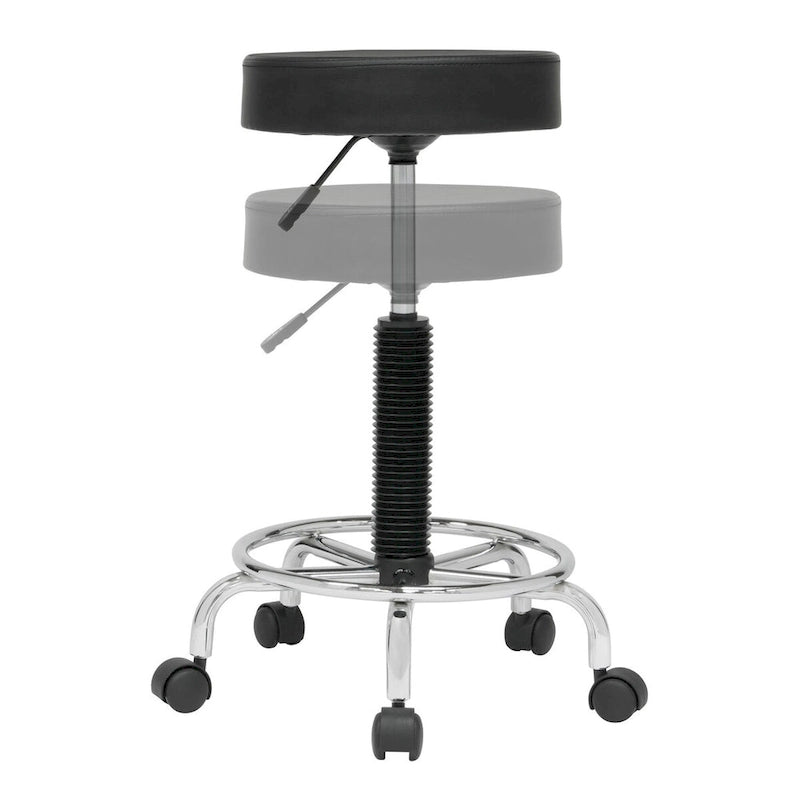 Tabouret rembourré, roulant et réglable en hauteur Calico Designs avec repose-pieds