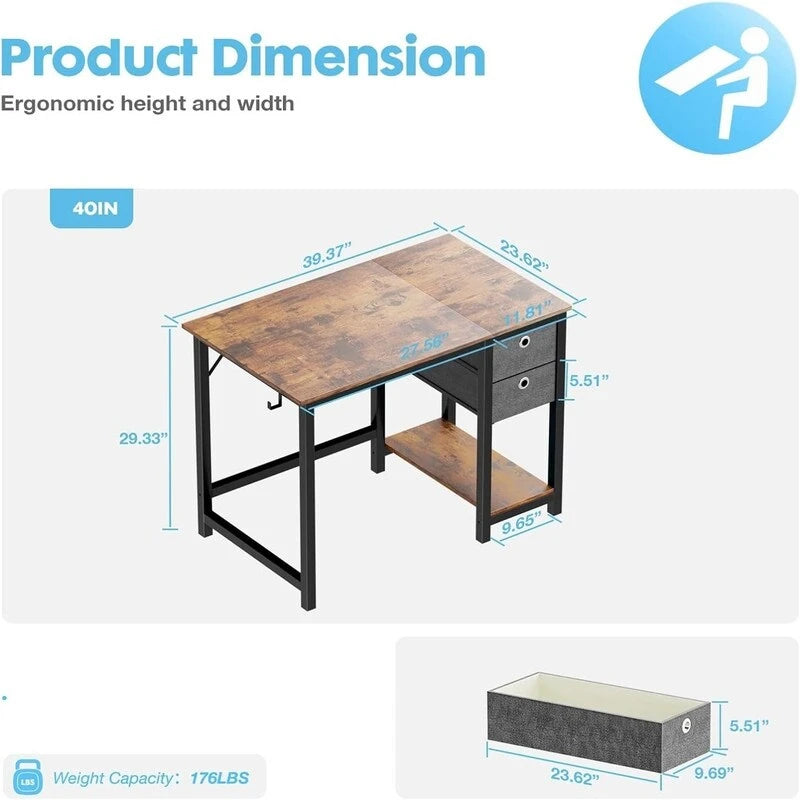 Bureau d'ordinateur avec tiroirs