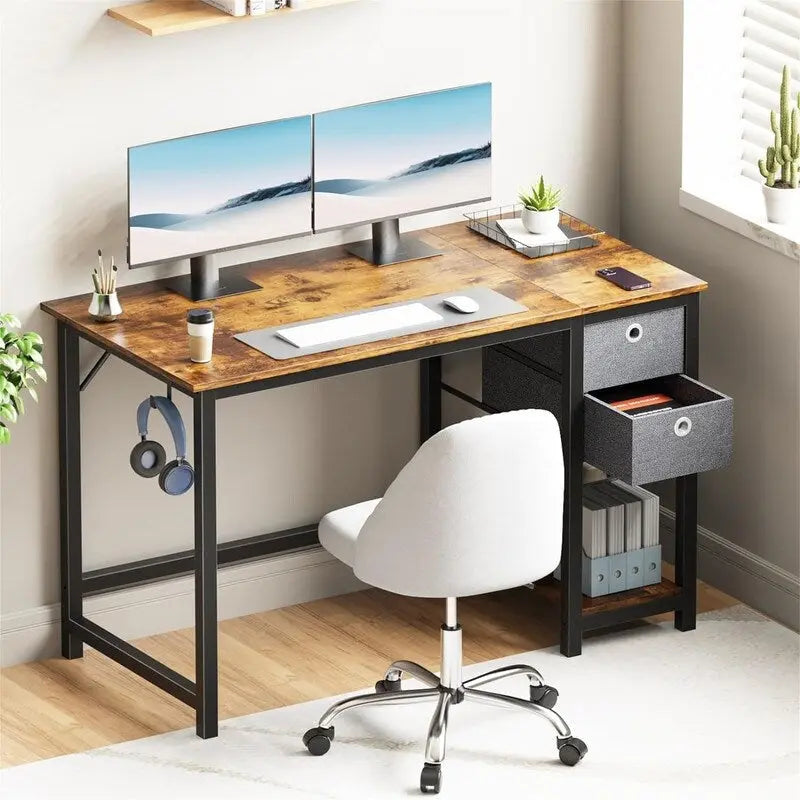 Bureau d'ordinateur avec tiroirs