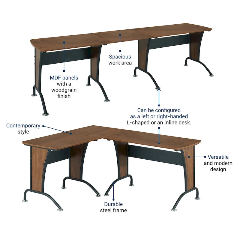 Bureau d'ordinateur de luxe en L ou droit de style loft
