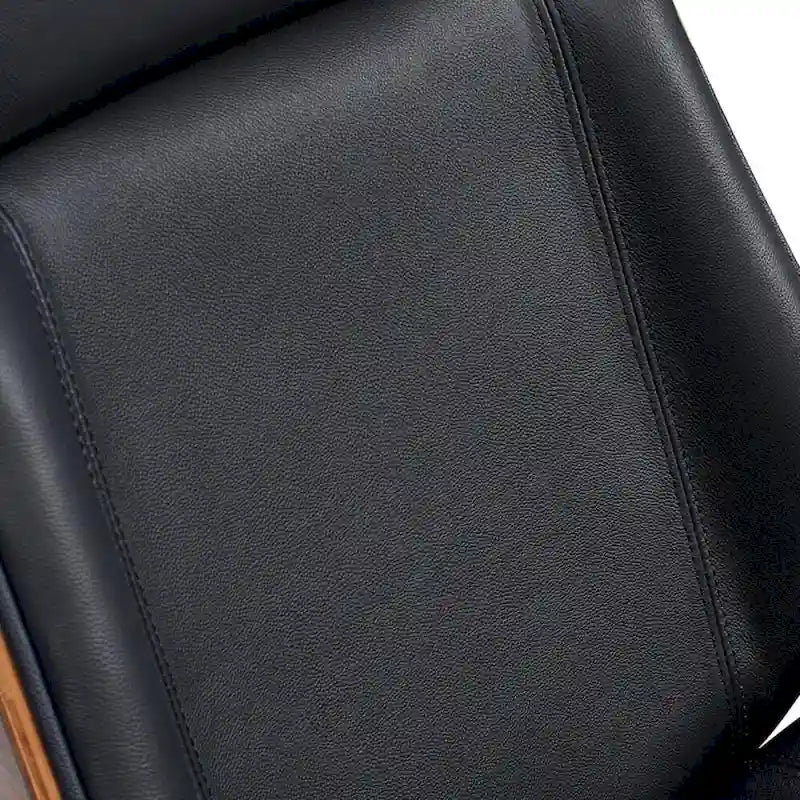 Fauteuil de bureau de direction haut dossier en cuir véritable et bois de noyer massif