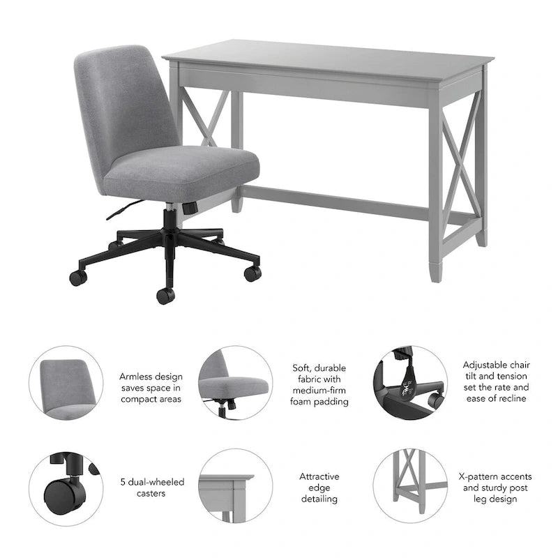 Ensemble bureau et chaise Bush Furniture Key West 48 po L x 24 po P