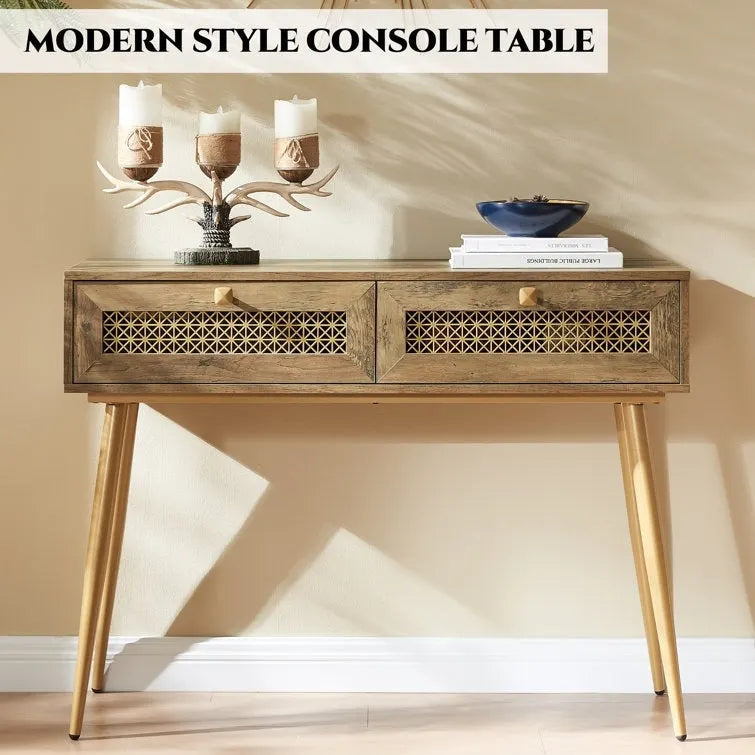Console d'entrée à 2 tiroirs en bois de 41,9 po