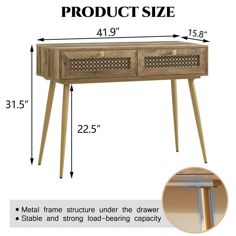 Console d'entrée à 2 tiroirs en bois de 41,9 po