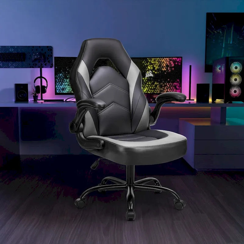 Chaise de bureau ergonomique avec support lombaire réglable en hauteur et accoudoirs relevables