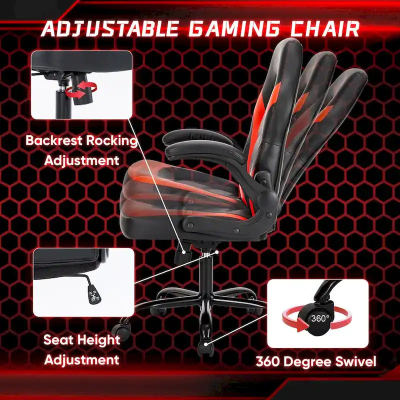 Chaise de bureau ergonomique avec support lombaire réglable en hauteur et accoudoirs relevables