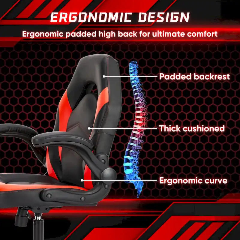 Chaise de bureau ergonomique avec support lombaire réglable en hauteur et accoudoirs relevables