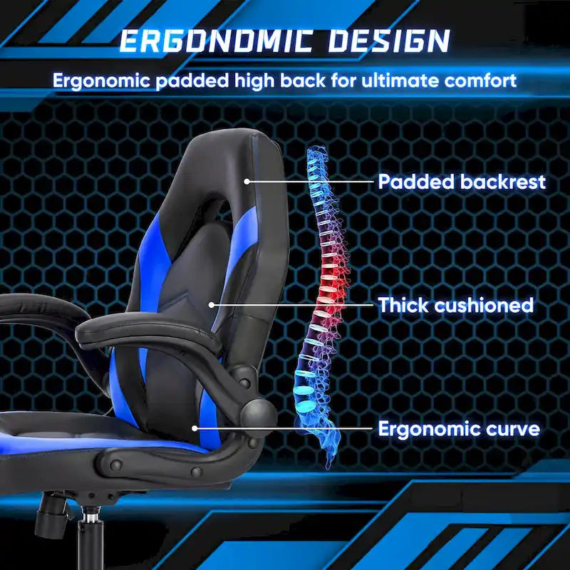Chaise de bureau ergonomique avec support lombaire réglable en hauteur et accoudoirs relevables