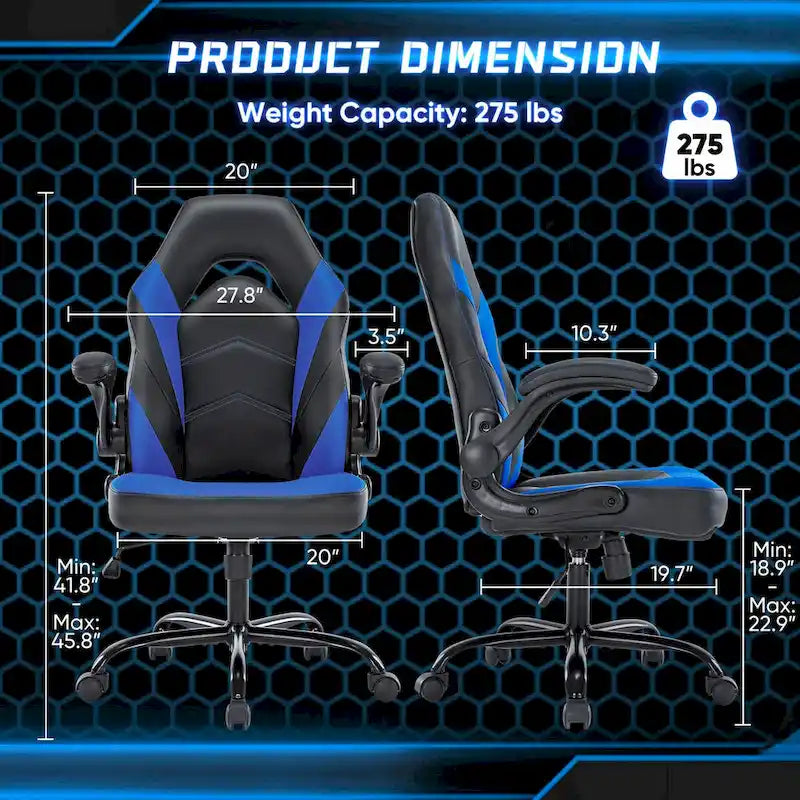 Chaise de bureau ergonomique avec support lombaire réglable en hauteur et accoudoirs relevables