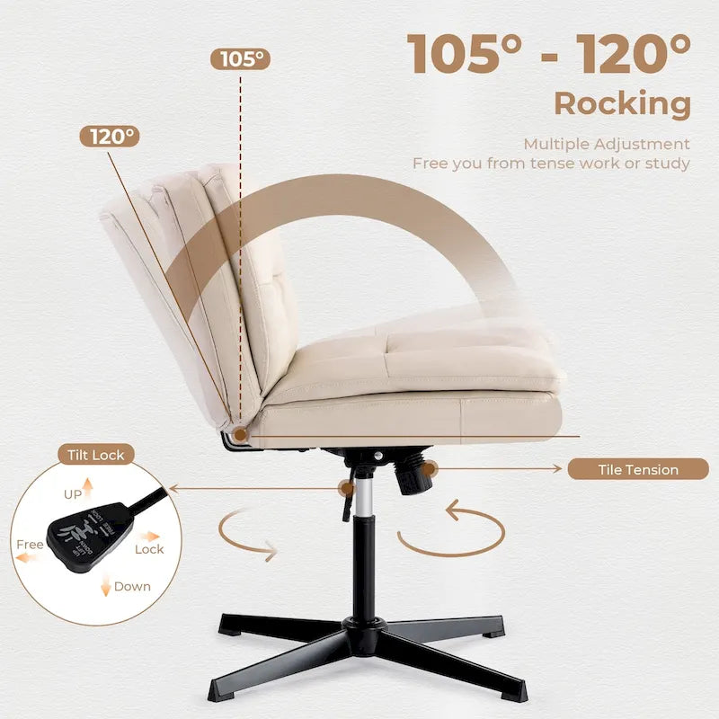 Chaise de bureau sans accoudoirs Chaise de vanité sans roulettes