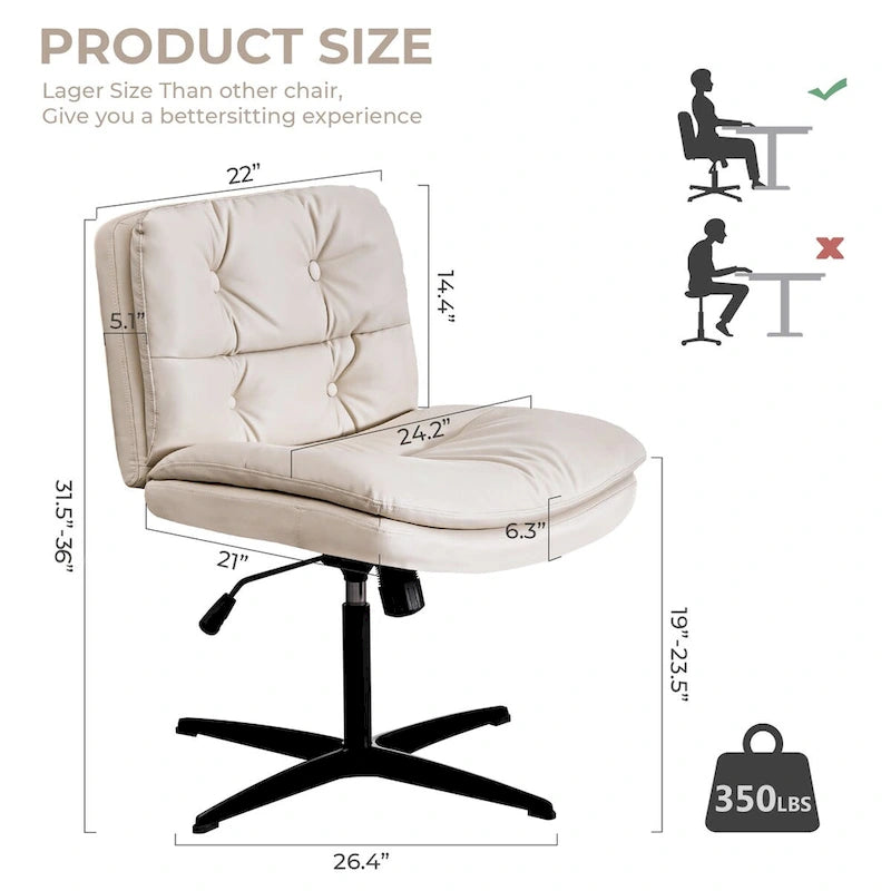 Chaise de bureau sans accoudoirs Chaise de vanité sans roulettes