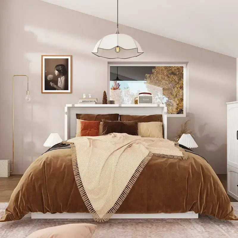 Meuble-lit escamotable multifonctionnel pour petits espaces, rangement et confort