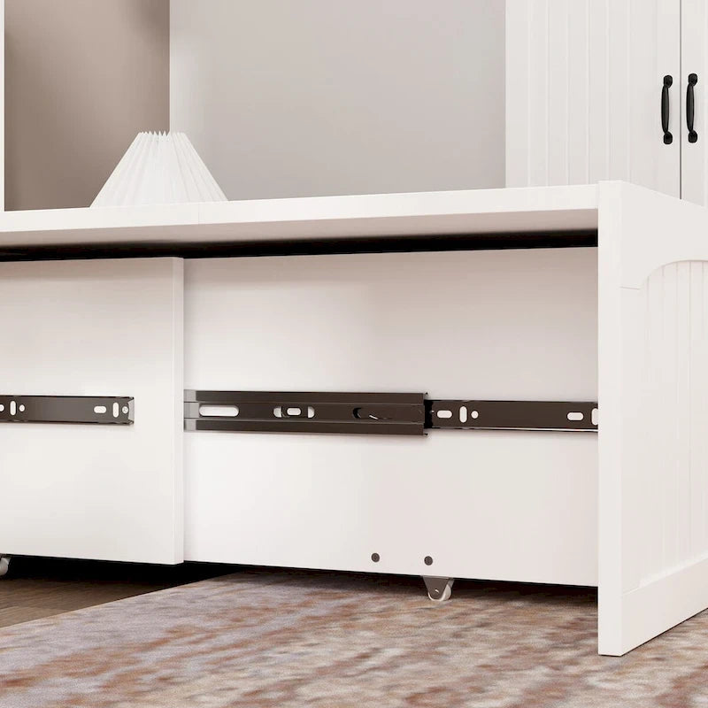 Meuble-lit escamotable multifonctionnel pour petits espaces, rangement et confort