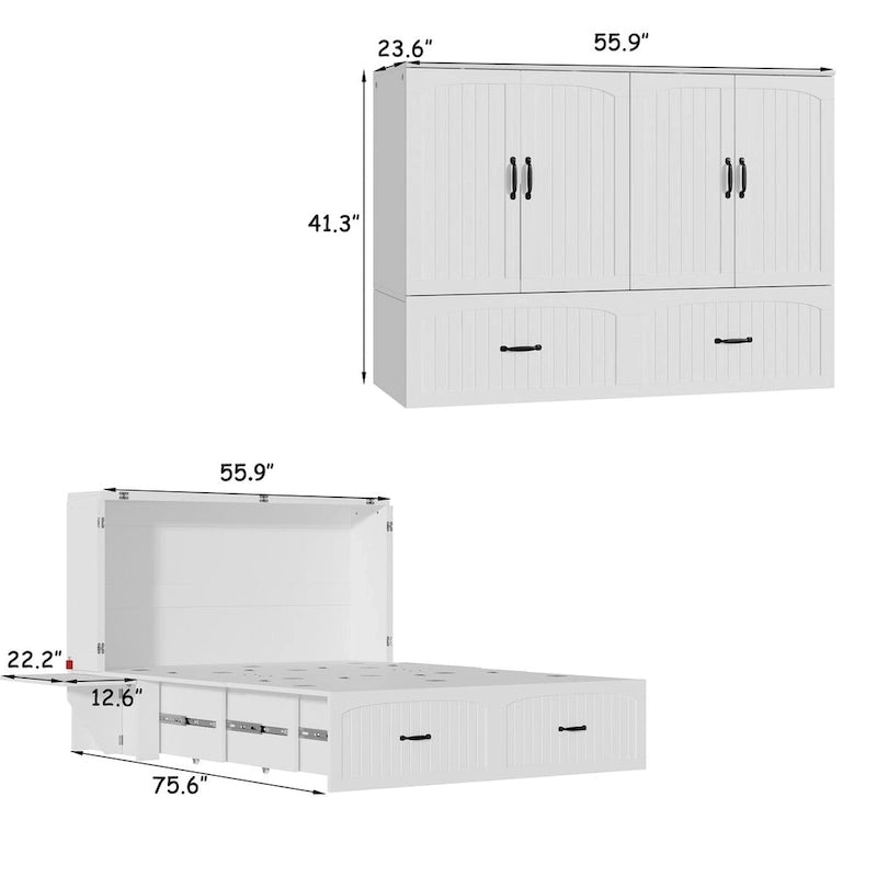 Meuble-lit escamotable multifonctionnel pour petits espaces, rangement et confort
