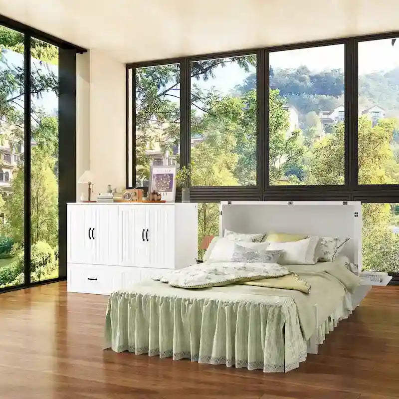 Meuble-lit escamotable multifonctionnel pour petits espaces, rangement et confort