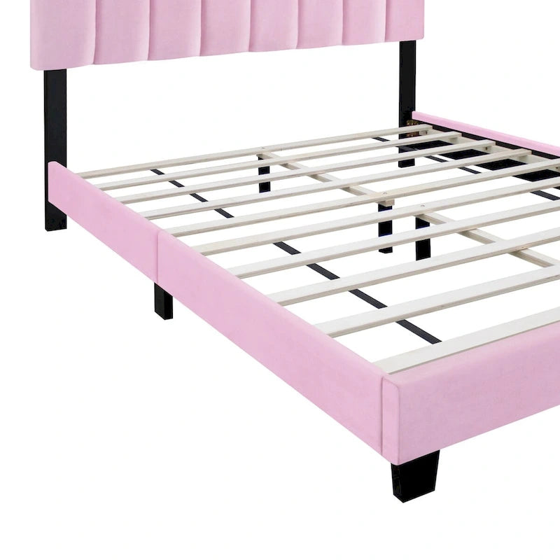 Cadre de lit Queen Size en velours capitonné avec caractéristiques réglables, collection préférée des adolescentes