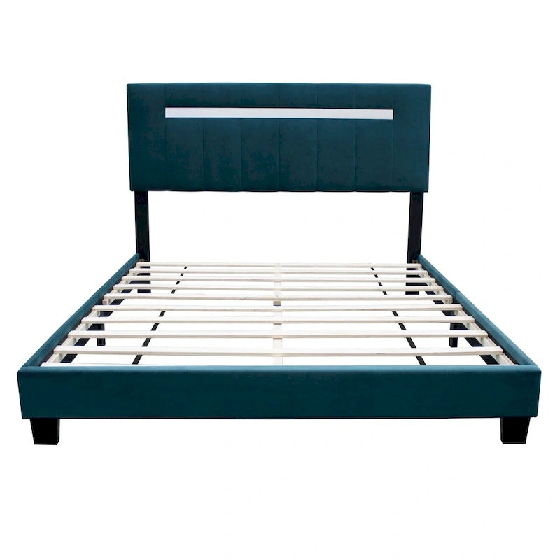 Cadre de lit Queen Size en velours capitonné avec caractéristiques réglables, collection préférée des adolescentes