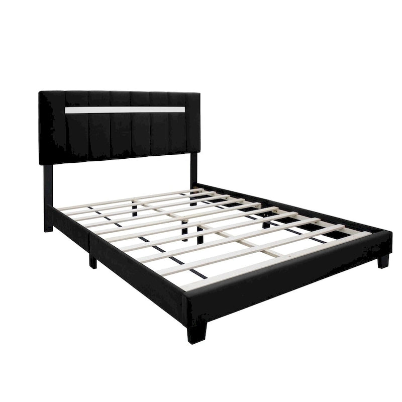 Cadre de lit Queen Size en velours capitonné avec caractéristiques réglables, collection préférée des adolescentes