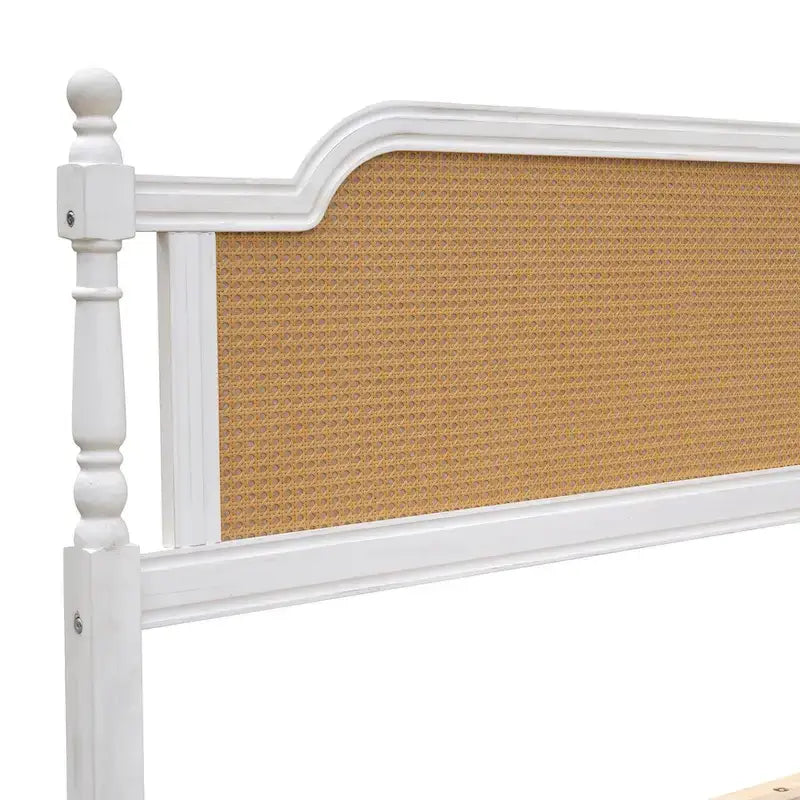 Cadre de lit en rotin de style traditionnel, pas besoin de sommier tapissier